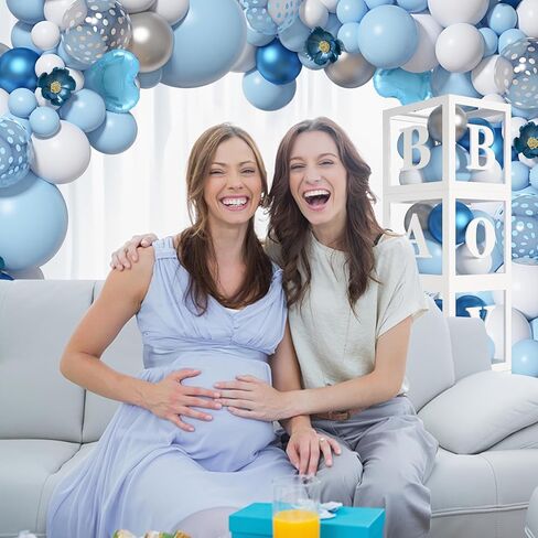 Amandir 134 قطعة من ديكورات حمام الطفل على شكل فيل لصندوق الصبي، ملصقات بالون أبيض وأزرق على شكل فيل من رقائق معدنية للأطفال الصغار مع حروف (A-Z) للصبي في عيد الميلاد الأول ومستلزمات الحفلات in Kuwait