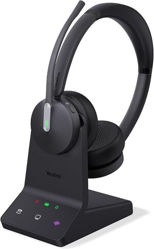 Yealink WH64 Wireless Headset, DECT and Bluetooth Dual Hybrid Headset for Microsoft Teams, Phone Headset with 3X Mic, 32 Talk Time, 492ft Range Office Work Headset for Desk IP Phone, PC,Cellphone in Saudi Arabia
