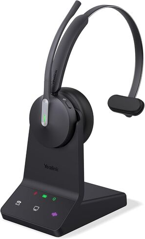 Yealink WH64 Wireless Headset, DECT and Bluetooth Dual Hybrid Headset for Microsoft Teams, Phone Headset with 3X Mic, 32 Talk Time, 492ft Range Office Work Headset for Desk IP Phone, PC,Cellphone in Saudi Arabia