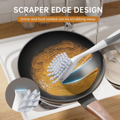 Amazer 8 Pack Cleaning Brush Set for Kitchen, Dish Scrubber Brush with Stiff Bristles, Crevice Brush, Scouring Pad, Stove Brush Tools for Household Use Sink, Pots, Bathroom, Window, Grout in Saudi Arabia