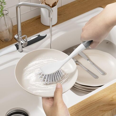 Amazer 8 Pack Cleaning Brush Set for Kitchen, Dish Scrubber Brush with Stiff Bristles, Crevice Brush, Scouring Pad, Stove Brush Tools for Household Use Sink, Pots, Bathroom, Window, Grout in Saudi Arabia