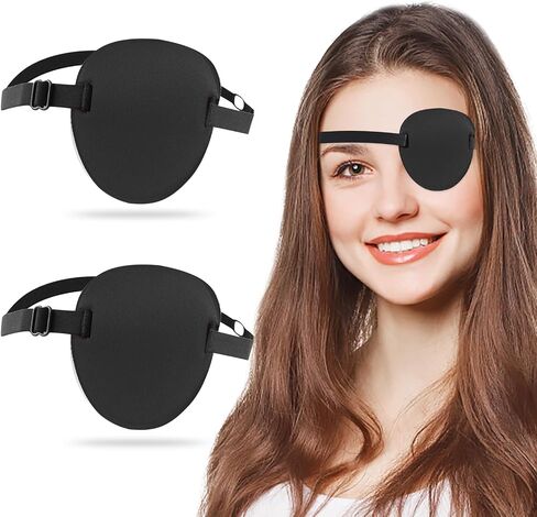 Eye Patch,2pcs Eye Patches，adjustable Size Eye Mask,reusable Eye Cover For Cosplay Pirate Costume，both Left And Right Eyes Can Be Used（black in Saudi Arabia