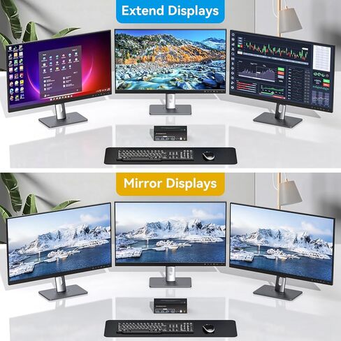 8K@60Hz HDMI+2 Displayport KVM Switch 3 Monitors 2 Computers USB 3.0 4K@120Hz 3 monitor kvm switch for 2 PC Share triple monitor and 1 Set of Keyboard Mouse Printer Hard Disk Etc Support Extended Mode in Saudi Arabia