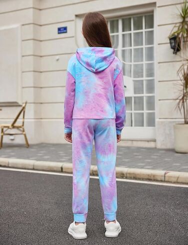 Flypigs Girls 2 Piece Outfits Tie Dye Tracksuits Pullover Sweatshirts and Sweatpants with Pockets Casual Sweatsuits Sets in Saudi Arabia