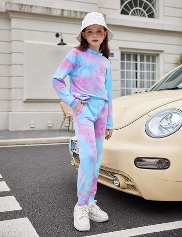 Flypigs Girls 2 Piece Outfits Tie Dye Tracksuits Pullover Sweatshirts and Sweatpants with Pockets Casual Sweatsuits Sets in Saudi Arabia