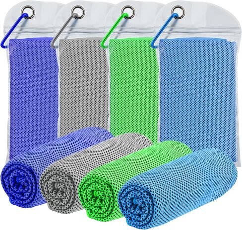 Cooling Towels Neck and Face,(40" x 12") Bulk Ice Towel,Soft Breathable Cooling Towels for Hot Weather,Athletes,Yoga,Gym,Workout,Sports,Camping,Microfiber Cold Towels 4pack in Saudi Arabia