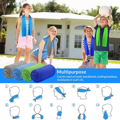 Cooling Towels Neck and Face,(40" x 12") Bulk Ice Towel,Soft Breathable Cooling Towels for Hot Weather,Athletes,Yoga,Gym,Workout,Sports,Camping,Microfiber Cold Towels 4pack in Saudi Arabia