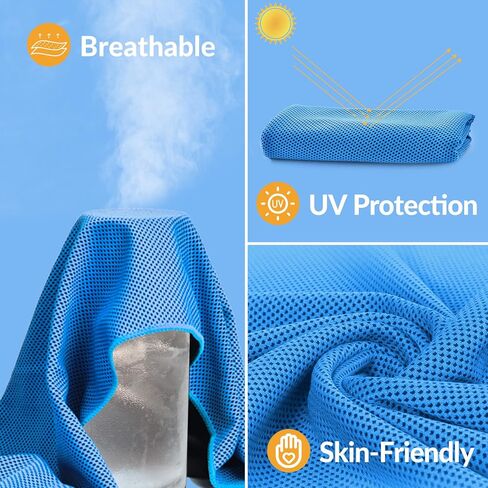 Cooling Towels Neck and Face,(40" x 12") Bulk Ice Towel,Soft Breathable Cooling Towels for Hot Weather,Athletes,Yoga,Gym,Workout,Sports,Camping,Microfiber Cold Towels 4pack in Saudi Arabia