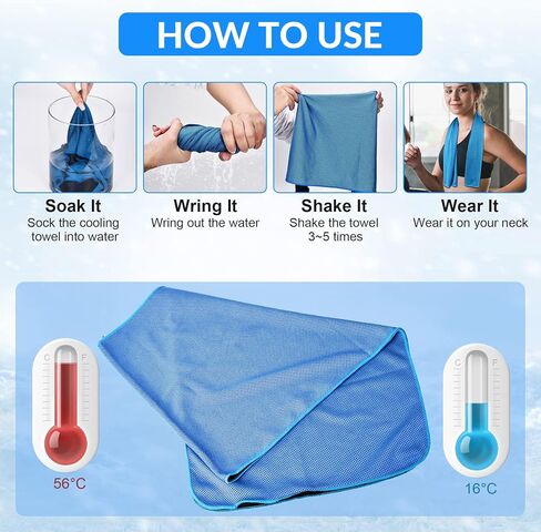 Cooling Towels Neck and Face,(40" x 12") Bulk Ice Towel,Soft Breathable Cooling Towels for Hot Weather,Athletes,Yoga,Gym,Workout,Sports,Camping,Microfiber Cold Towels 4pack in Saudi Arabia