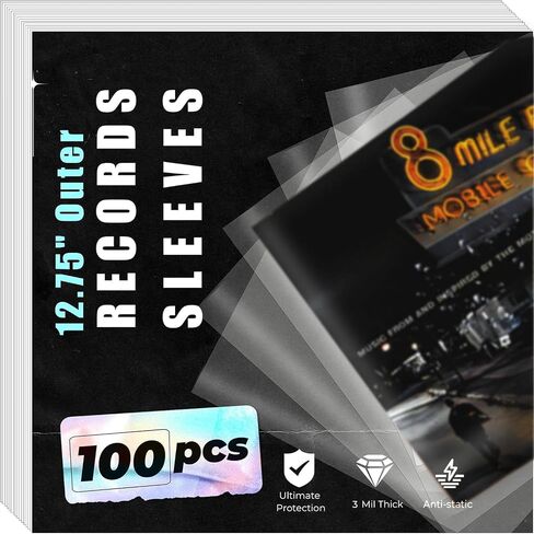 50 Pcs Outer Record Sleeves Vinyl Sleeves, 3mil Vinyl Record Sleeves Outer Vinyl Outer Sleeves, 12.75" Clear Premuim Vinyl Sleeves, Record Outer Sleeves for 12" Single & Double LP Vinyl Album in Saudi Arabia