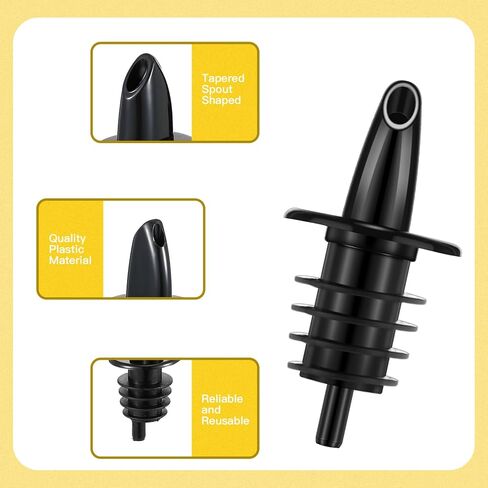 Baderke 6 Pack Glass Long Neck Bottles with Pourer and Caps Glass Liquor Bottle Syrup Bottle Clear Wine Bottles with Spout for Liquor Juice Home Party Bar Kitchen Accessories(Plastic) in Kuwait