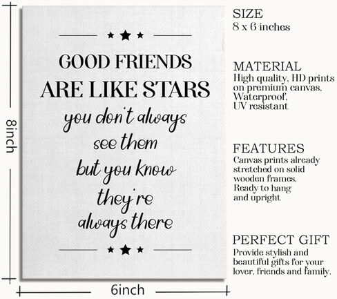 Gdredi Good Friends Canvas Wall Art Decor, Friends Office Decor, Friends Motivational Desk Decor, Office Wall Art, Dorm Decor, Gifts for Good Friends and Sisters, 8x7 Inch in Kuwait