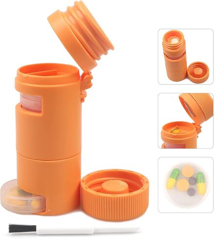 Pill Box Weekly Pill Dispensers Medicine Organiser - Pill Crusher,Pill Grinder,Pill Case 3 in 1 Travel Portable Storage Medicine Boxes for Your Daily Medications (Yellow) in Saudi Arabia