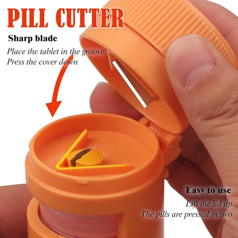 Pill Box Weekly Pill Dispensers Medicine Organiser - Pill Crusher,Pill Grinder,Pill Case 3 in 1 Travel Portable Storage Medicine Boxes for Your Daily Medications (Yellow) in Saudi Arabia