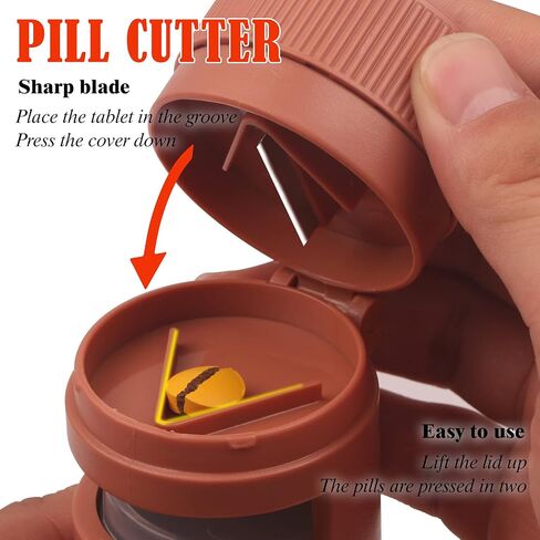 Pill Box Weekly Pill Dispensers Medicine Organiser - Pill Crusher,Pill Grinder,Pill Case 3 in 1 Travel Portable Storage Medicine Boxes for Your Daily Medications (Yellow) in Saudi Arabia