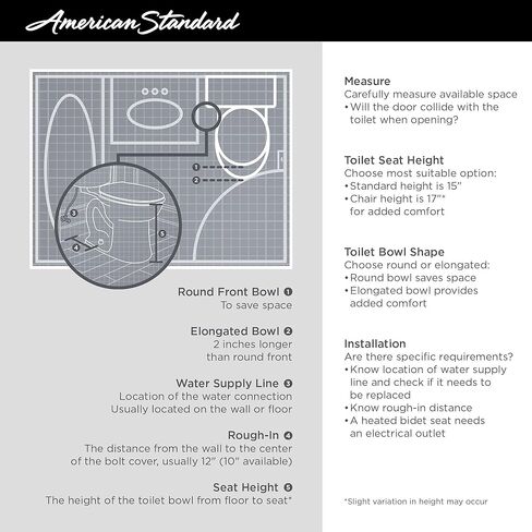 American Standard 215AB104.020 Cadet Pro 1.28 GPF مرحاض ممدود مكون من قطعتين مع 10 بوصات، 3، أبيض in Saudi Arabia