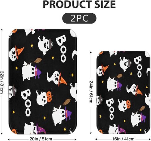 Arttown Happy Halloween Cute Bathroom Rug Mat Set of 2, Funny Ghost Fancy Pumpkin Washable Cover Floor Rug Carpets Floor Bath Mat Bathroom Decorations 16x24 and 20x32 Inches in Saudi Arabia