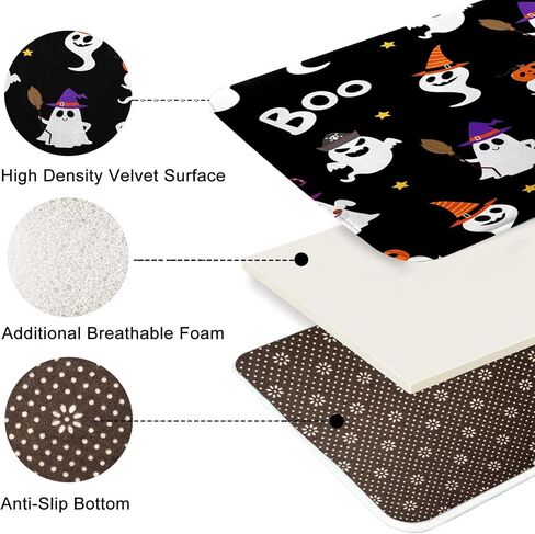 Arttown Happy Halloween Cute Bathroom Rug Mat Set of 2, Funny Ghost Fancy Pumpkin Washable Cover Floor Rug Carpets Floor Bath Mat Bathroom Decorations 16x24 and 20x32 Inches in Saudi Arabia