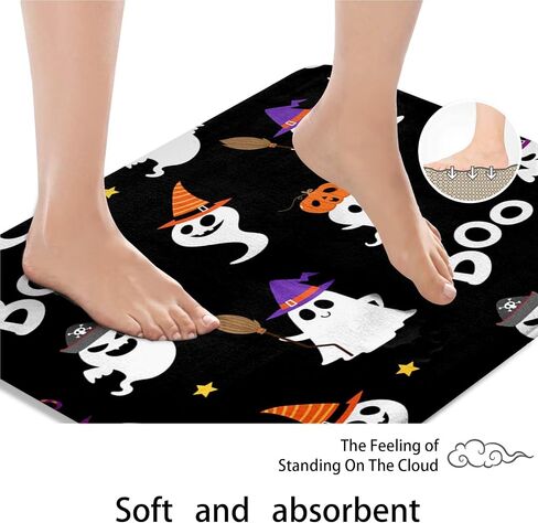 Arttown Happy Halloween Cute Bathroom Rug Mat Set of 2, Funny Ghost Fancy Pumpkin Washable Cover Floor Rug Carpets Floor Bath Mat Bathroom Decorations 16x24 and 20x32 Inches in Saudi Arabia