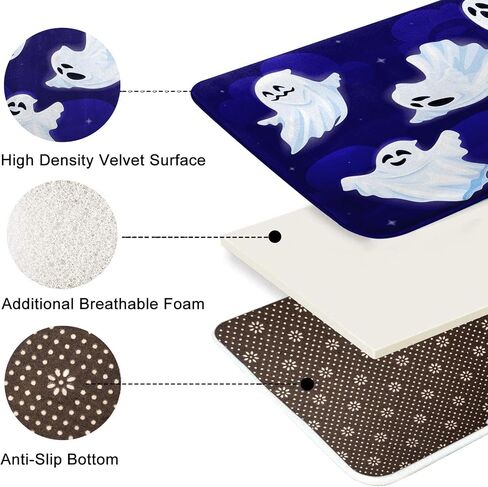 Arttown Happy Halloween Cute Bathroom Rug Mat Set of 2, Funny Ghost Fancy Pumpkin Washable Cover Floor Rug Carpets Floor Bath Mat Bathroom Decorations 16x24 and 20x32 Inches in Saudi Arabia