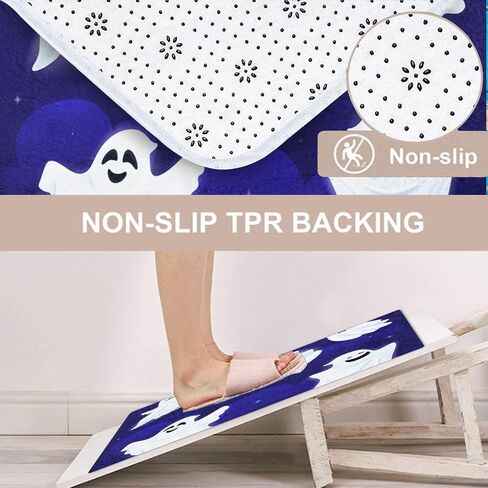 Arttown Happy Halloween Cute Bathroom Rug Mat Set of 2, Funny Ghost Fancy Pumpkin Washable Cover Floor Rug Carpets Floor Bath Mat Bathroom Decorations 16x24 and 20x32 Inches in Saudi Arabia