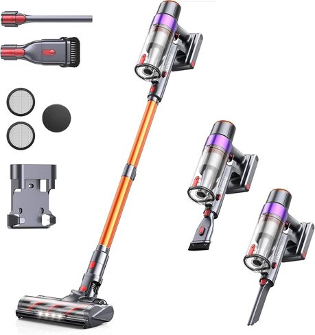 Cordless, 450W/38000pa Stick Touch Screen, Max 55 Mins Runtime, Handheld Cleaner for Home Vacuum, Orange in Saudi Arabia