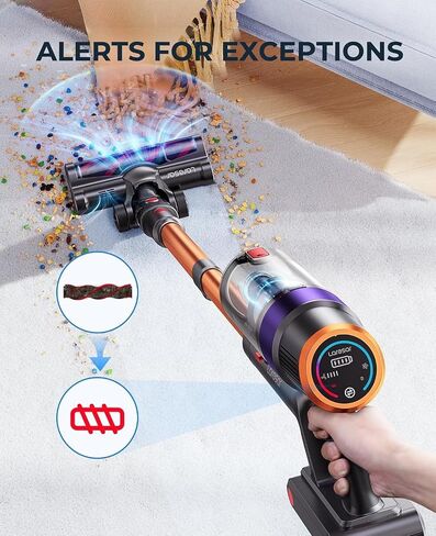 Cordless, 450W/38000pa Stick Touch Screen, Max 55 Mins Runtime, Handheld Cleaner for Home Vacuum, Orange in Saudi Arabia