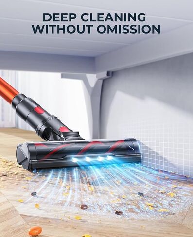 Cordless, 450W/38000pa Stick Touch Screen, Max 55 Mins Runtime, Handheld Cleaner for Home Vacuum, Orange in Saudi Arabia