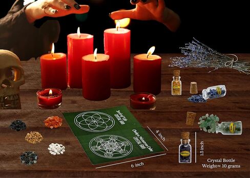 Witchcraft Supplies Kit of Crystals and Healing Stones - 26 Pack Wiccan Supplies : 21 Mini Crystal Bottles for Witchy Gift with High Energy Chakra Crystals Spell Jars + 5 Crystal Grids in Saudi Arabia