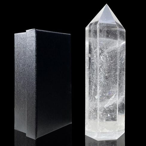 Runyangshi Natural Crystals Towers Clear Quartz Crystal Tower 4.8'' Healing Crystal Point Obelisk 6 Faceted Single Crystal Tower Stone for Reiki Chakra Meditation Therapy Gift(1PCS) in Saudi Arabia