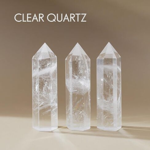 Runyangshi Natural Crystals Towers Clear Quartz Crystal Tower 4.8'' Healing Crystal Point Obelisk 6 Faceted Single Crystal Tower Stone for Reiki Chakra Meditation Therapy Gift(1PCS) in Saudi Arabia