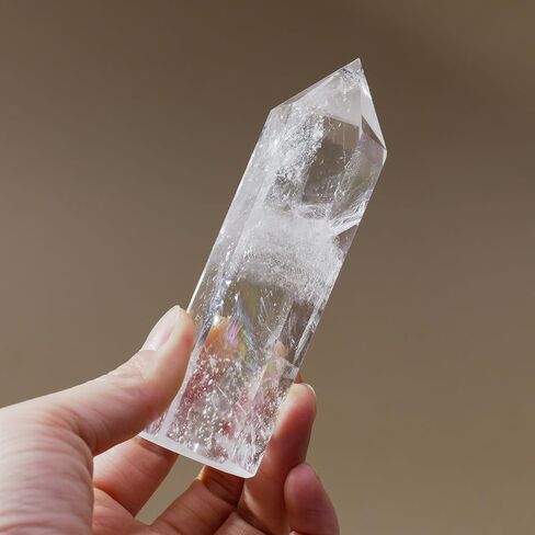 Runyangshi Natural Crystals Towers Clear Quartz Crystal Tower 4.8'' Healing Crystal Point Obelisk 6 Faceted Single Crystal Tower Stone for Reiki Chakra Meditation Therapy Gift(1PCS) in Saudi Arabia