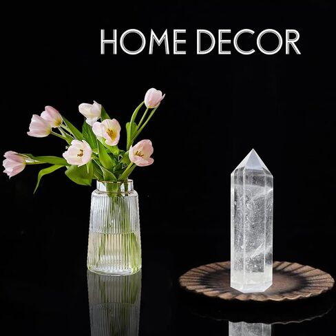 Runyangshi Natural Crystals Towers Clear Quartz Crystal Tower 4.8'' Healing Crystal Point Obelisk 6 Faceted Single Crystal Tower Stone for Reiki Chakra Meditation Therapy Gift(1PCS) in Saudi Arabia