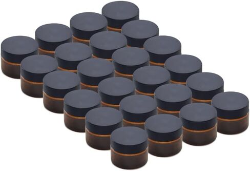The Bottle Depot - 24 Pack - 0.5 oz Glass Jars with Black Lids - Clear Frosted - 41-400 Neck Finish - UV Rays Protection in Saudi Arabia