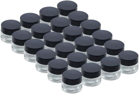 The Bottle Depot - 24 Pack - 0.5 oz Glass Jars with Black Lids - Clear Frosted - 41-400 Neck Finish - UV Rays Protection in Saudi Arabia