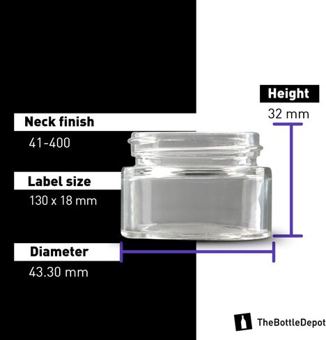 The Bottle Depot - 24 Pack - 0.5 oz Glass Jars with Black Lids - Clear Frosted - 41-400 Neck Finish - UV Rays Protection in Saudi Arabia