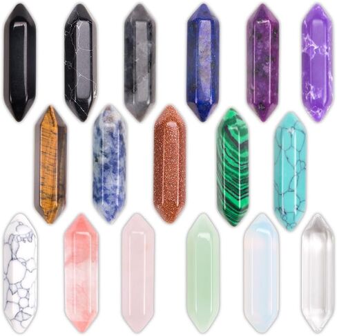 ZORZA 17 قطعة من أحجار البلورات العلاجية مجموعات أحجار عصا سداسية متنوعة على شكل رصاصة صخور كريستال هدية للتأمل والتفكير واليوجا in Kuwait