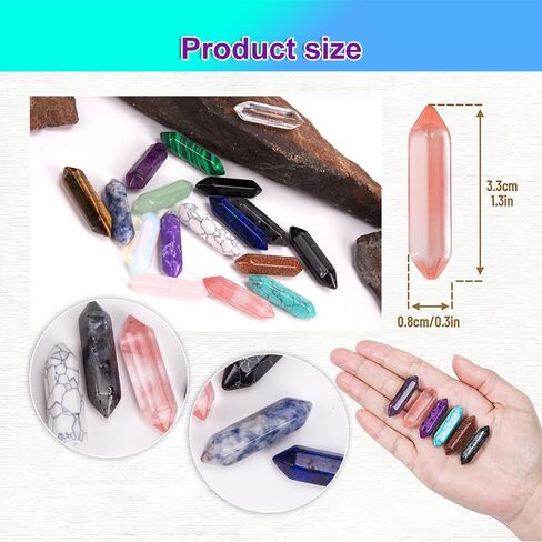 ZORZA 17 قطعة من أحجار البلورات العلاجية مجموعات أحجار عصا سداسية متنوعة على شكل رصاصة صخور كريستال هدية للتأمل والتفكير واليوجا in Kuwait