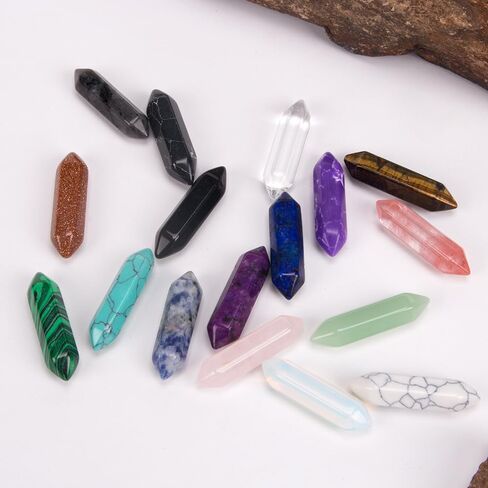 ZORZA 17 قطعة من أحجار البلورات العلاجية مجموعات أحجار عصا سداسية متنوعة على شكل رصاصة صخور كريستال هدية للتأمل والتفكير واليوجا in Kuwait