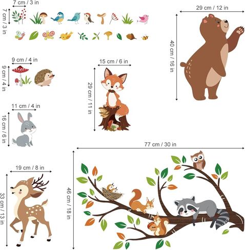 decalmile Jungle Animals Tree Branch Wall Decals Safari Monkey Giraffe Lion Wall Stickers Baby Nursery Kids Room Daycare Wall Decor in Kuwait