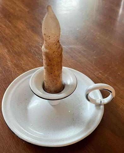 Enamel Taper Candle Holder Set of 2 | White 5 Inch | Vintage Farmhouse style in Kuwait