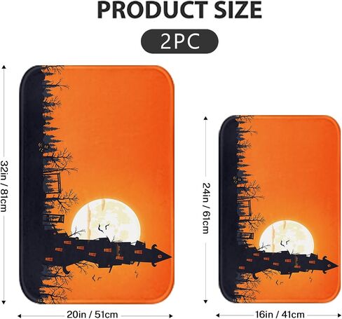 Britimes Bathroom Rug Mat Set of 2,Bathroom Mats Rugs Halloween Black Dancing Skeleton Stand No Silp Bath Mat Carpets Bathroom Decorations 16x24 and 20x32 Inches for Kitchen Bedroom Indoor in Kuwait