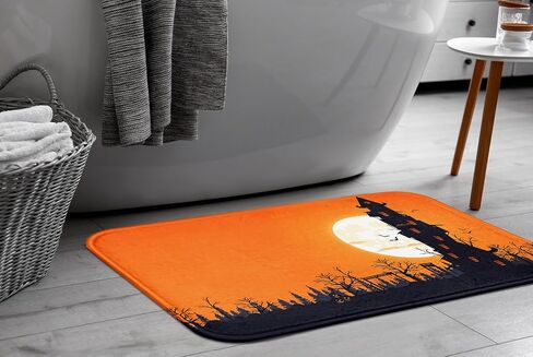 Britimes Bathroom Rug Mat Set of 2,Bathroom Mats Rugs Halloween Black Dancing Skeleton Stand No Silp Bath Mat Carpets Bathroom Decorations 16x24 and 20x32 Inches for Kitchen Bedroom Indoor in Kuwait