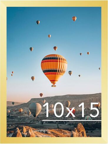 إطار صورة ذهبي مقاس 10 × 15 للتعليق على الحائط، تثبيت على الحائط أفقيًا أو رأسيًا، إطار صورة لملصق معرض الحائط مقاس 10 × 15 مع زجاج شبكي مقاوم للكسر، ذهبي in Kuwait