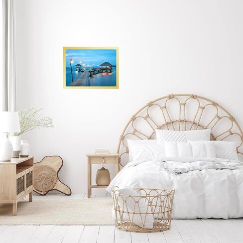 إطار صورة ذهبي مقاس 10 × 15 للتعليق على الحائط، تثبيت على الحائط أفقيًا أو رأسيًا، إطار صورة لملصق معرض الحائط مقاس 10 × 15 مع زجاج شبكي مقاوم للكسر، ذهبي in Kuwait
