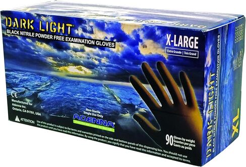 Adenna DLG679 Dark Light 9 mil Nitrile Powder Free Exam Gloves (Black, XX-Large) Box of 90 in Saudi Arabia