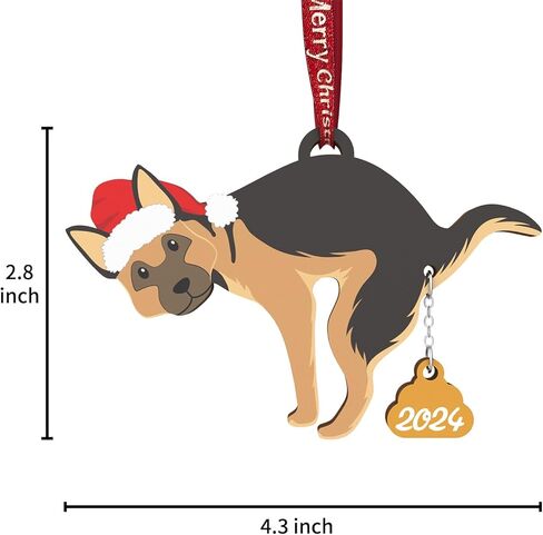 Pet Dog Cat Christmas Ornaments Funny Dog Pooping Ornaments for Christmas Tree Wood Laser Engraved Christmas Ornaments 2024 (Dog2) in Kuwait