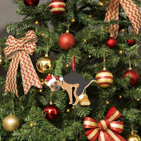 Pet Dog Cat Christmas Ornaments Funny Dog Pooping Ornaments for Christmas Tree Wood Laser Engraved Christmas Ornaments 2024 (Dog2) in Kuwait