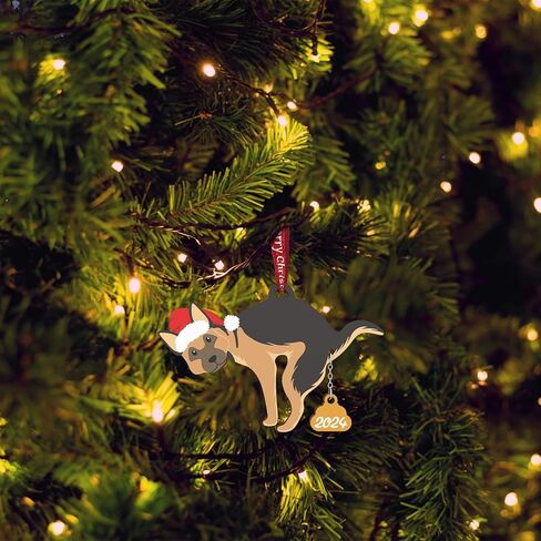 Pet Dog Cat Christmas Ornaments Funny Dog Pooping Ornaments for Christmas Tree Wood Laser Engraved Christmas Ornaments 2024 (Dog2) in Kuwait