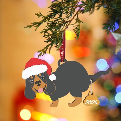 Pet Dog Cat Christmas Ornaments Funny Dog Pooping Ornaments for Christmas Tree Wood Laser Engraved Christmas Ornaments 2024 (Dog2) in Kuwait